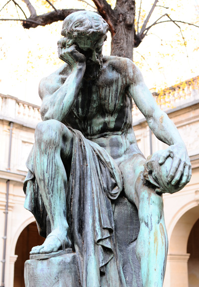 Démocrite méditant sur l'âme. Louis Alexande Delhomme.