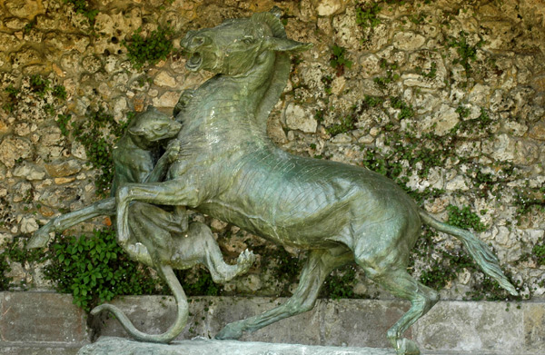 Zèbre attaqué par une panthère. Isidore Bonheur